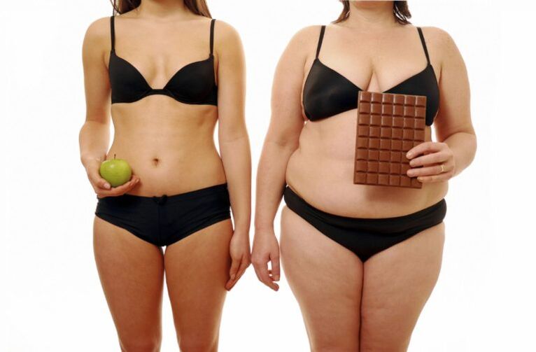 dikke en dunne vrouw na het verliezen van gewicht in een maand