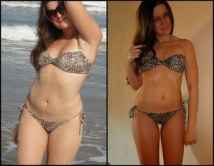 Meisje voor en na dieet Favoriet